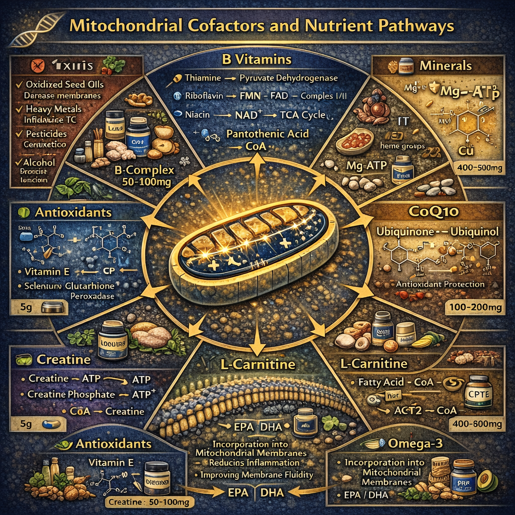 Mitochondrial Cofactors and Nutrient Pathways