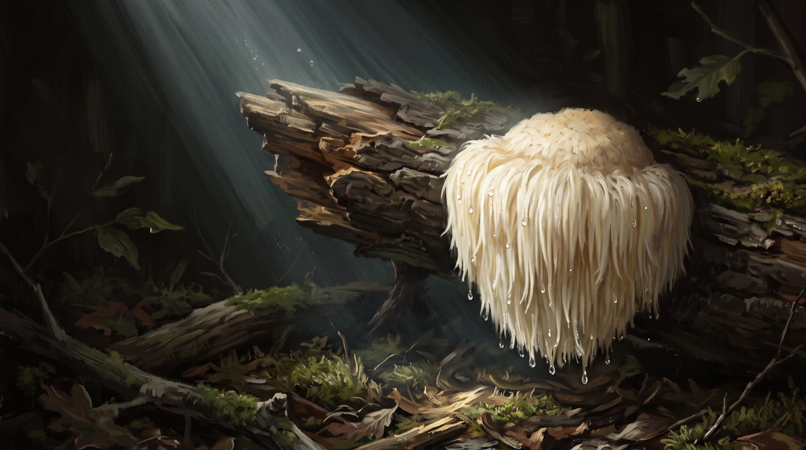 Stylised hero illustration for the glossary entry on Lion's Mane
